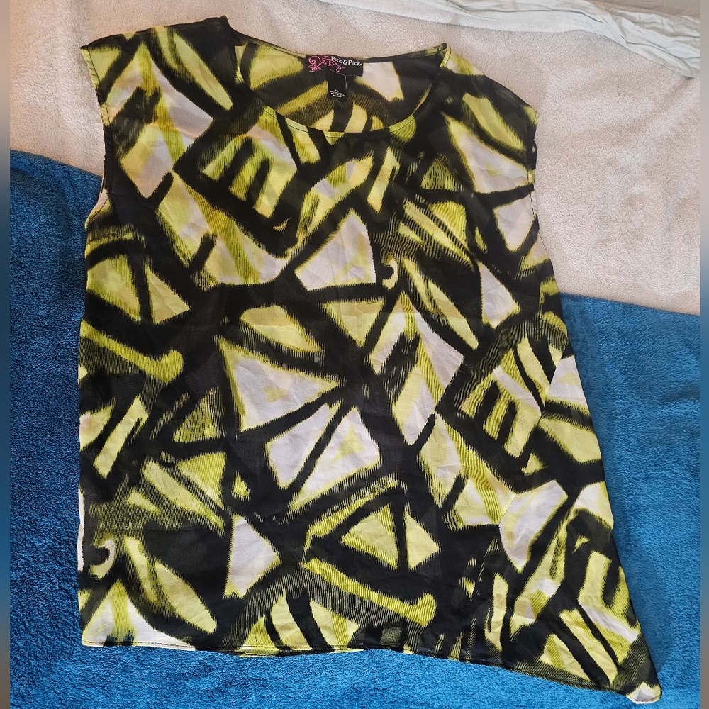 Abstract Asymmetrical Sheer Top